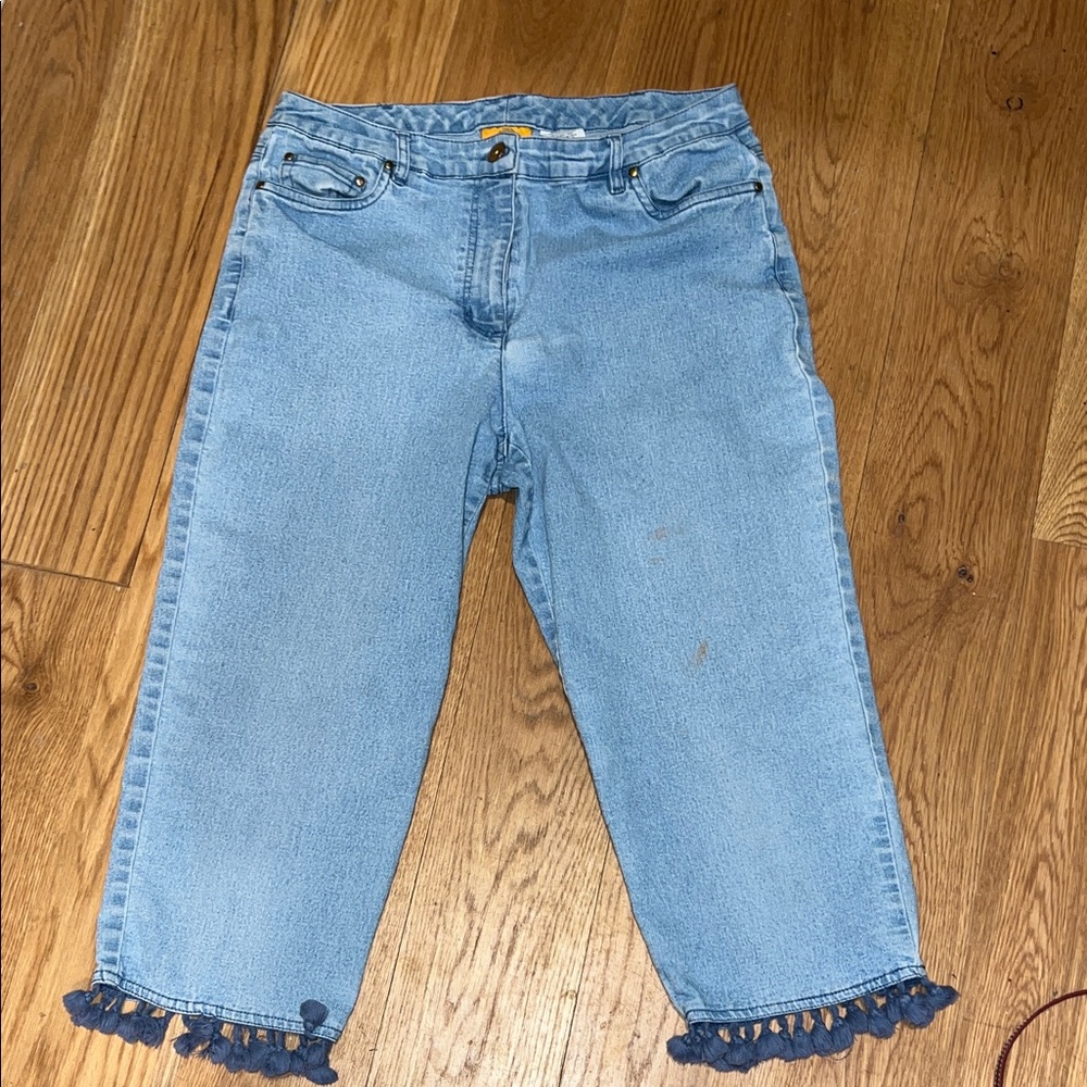Ruby Rd. Sky Blue Ankle Jeans with Tassel Detail